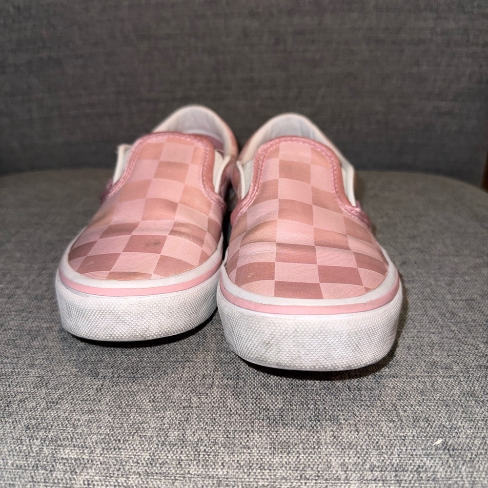 Vans Kids Little Girls Pink and White Checkered Slip-On Sneakers Girls Size 2 - Picture 14 of 16